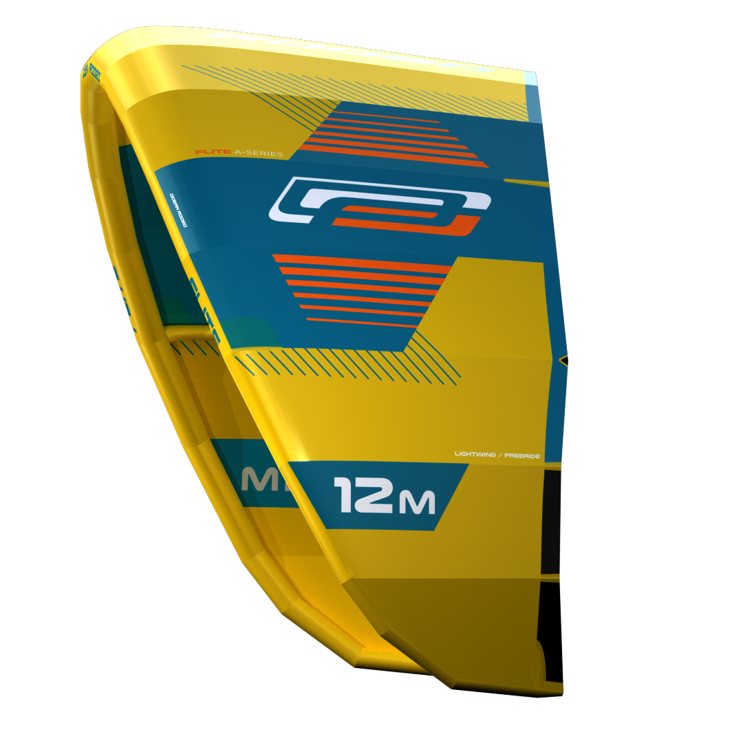 Ocean Rodeo Flite 3S A-Series. Image shows a blue and yellow kite with 'Ocean Rodeo' branding.